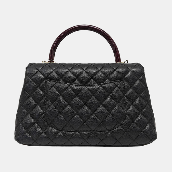 COCO HANDLE Medium Quilted Grained Calfskin Black