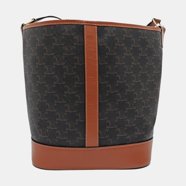 Authenticated pre-owned  TRIOMPHE CANVAS Medium Coated Canvas Brown - Bucket Bag at Looply