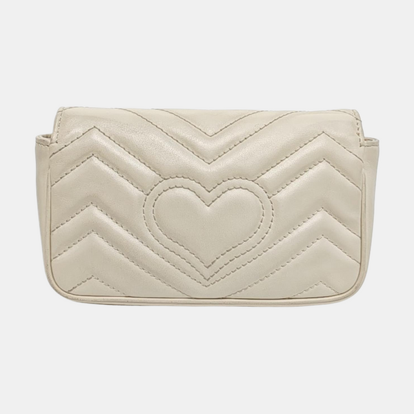 GG Marmont Mini Quilted Calfskin White