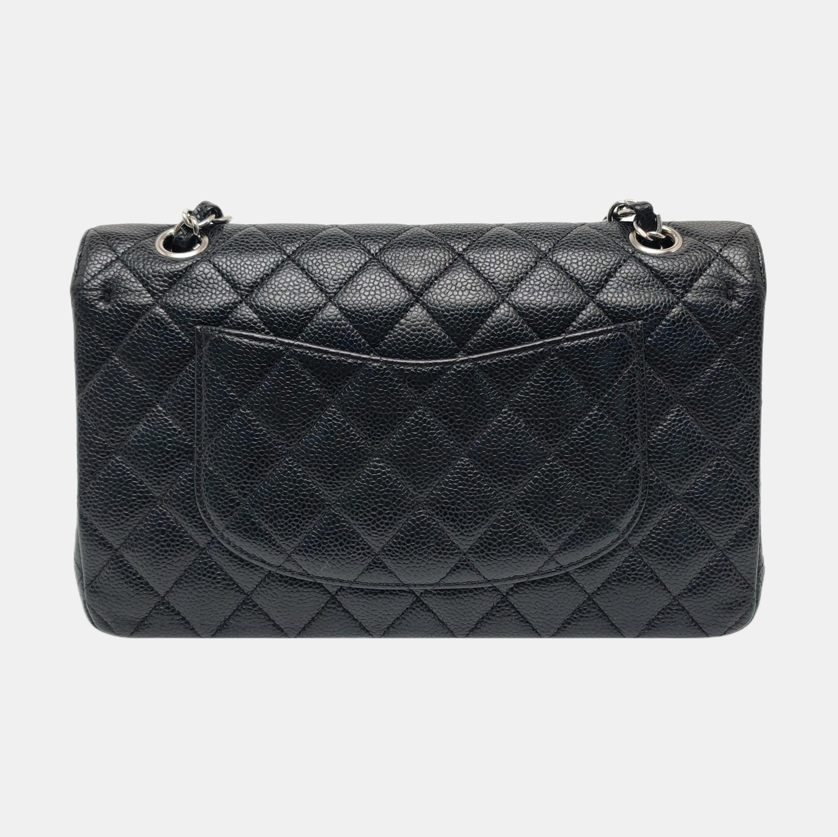 CLASSIC FLAP Medium Quilted Grained Calfskin Black