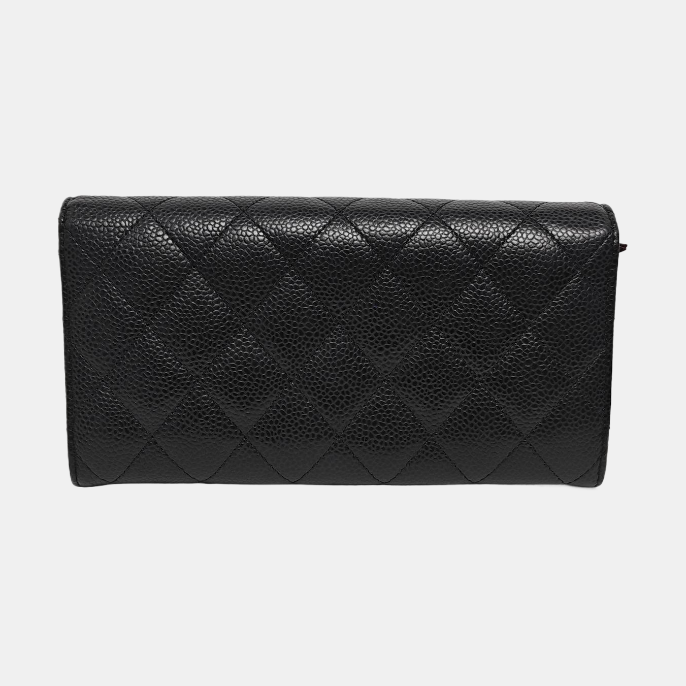 CLASSIC FLAP Mini Quilted Grained Calfskin Black Wallet