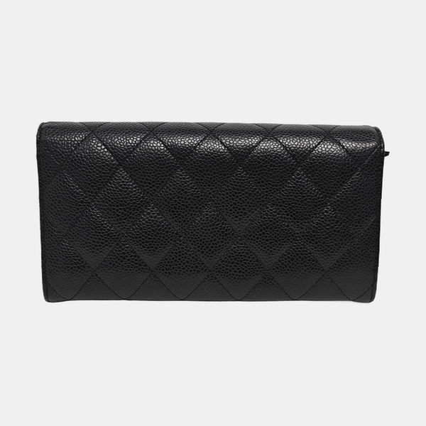 CLASSIC FLAP Mini Quilted Grained Calfskin Black Wallet