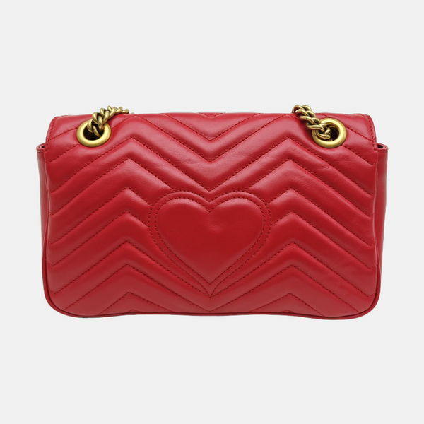 GG Marmont Medium Quilted Calfskin Red