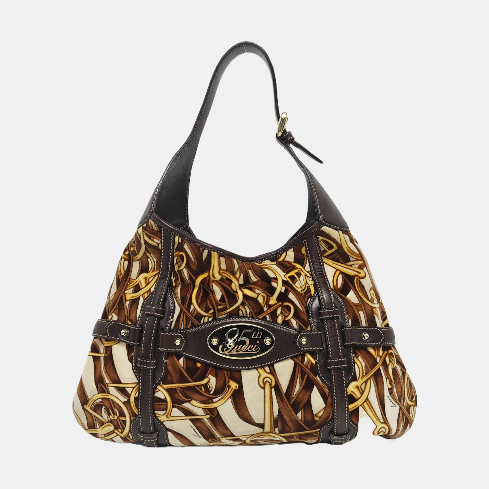 Fabric Top Handle Bag Brown