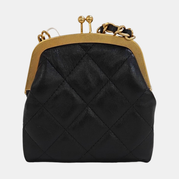 Quilted Calfskin Shoulder Bag Mini Black