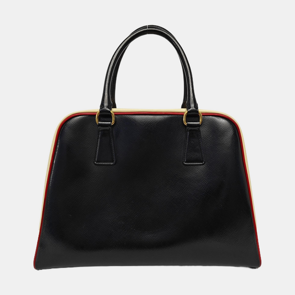 Saffiano Calfskin Top Handle Bag Black