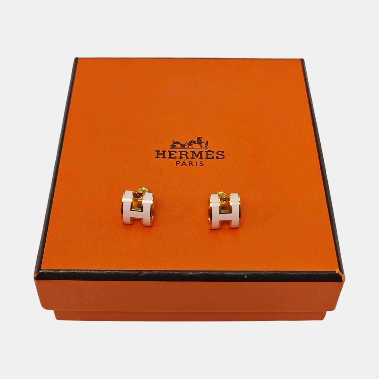 Pop H Metal Gold Stud Earrings