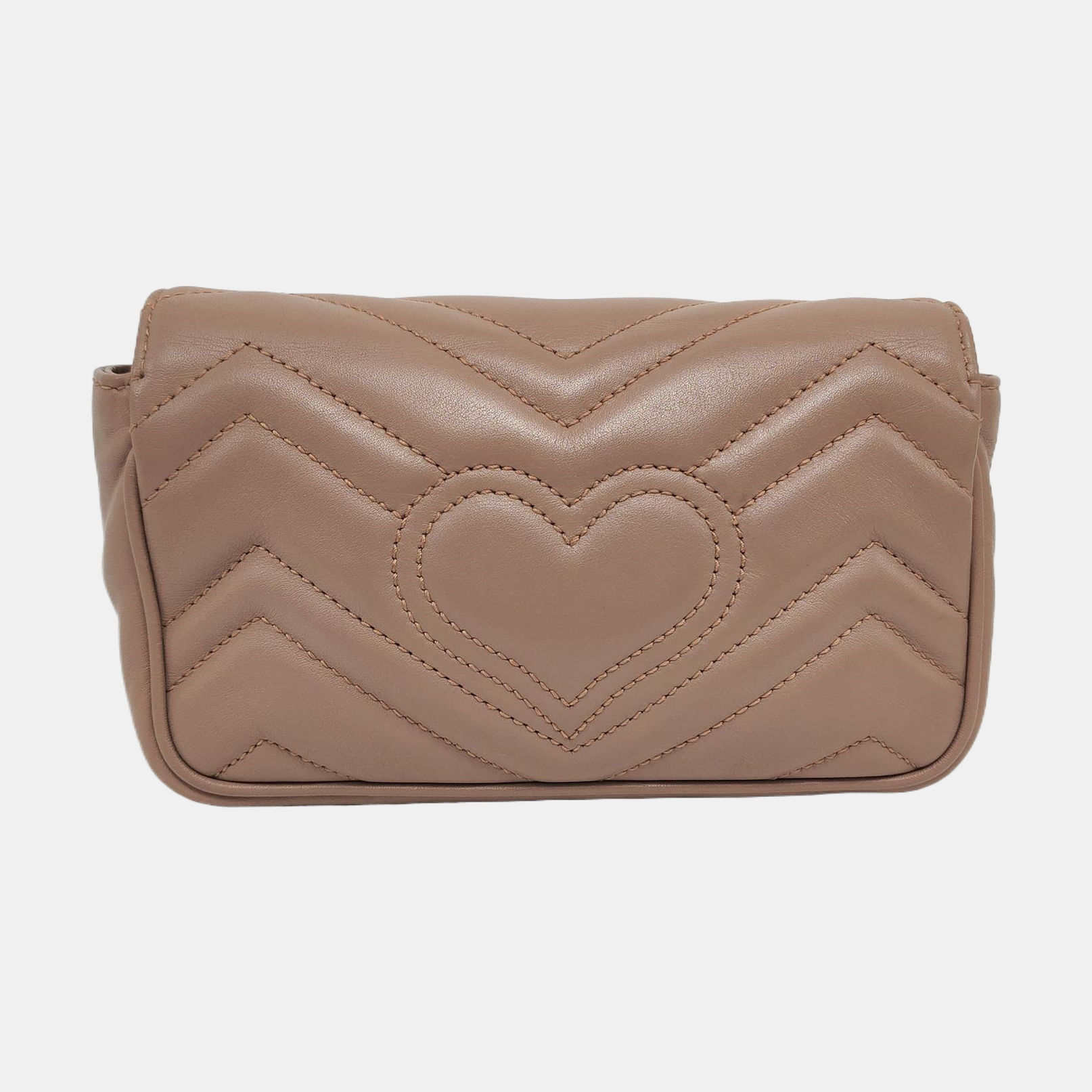 Authenticated pre-owned  GG Marmont Mini Quilted Calfskin Beige - Shoulder Bag at Looply