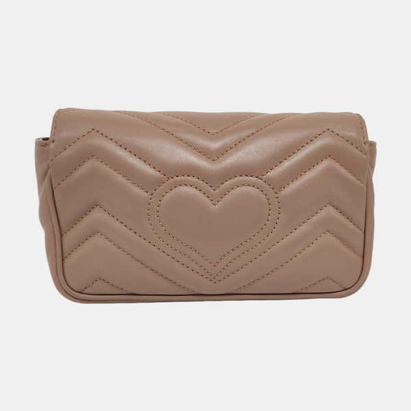 Authenticated pre-owned  GG Marmont Mini Quilted Calfskin Beige - Shoulder Bag at Looply