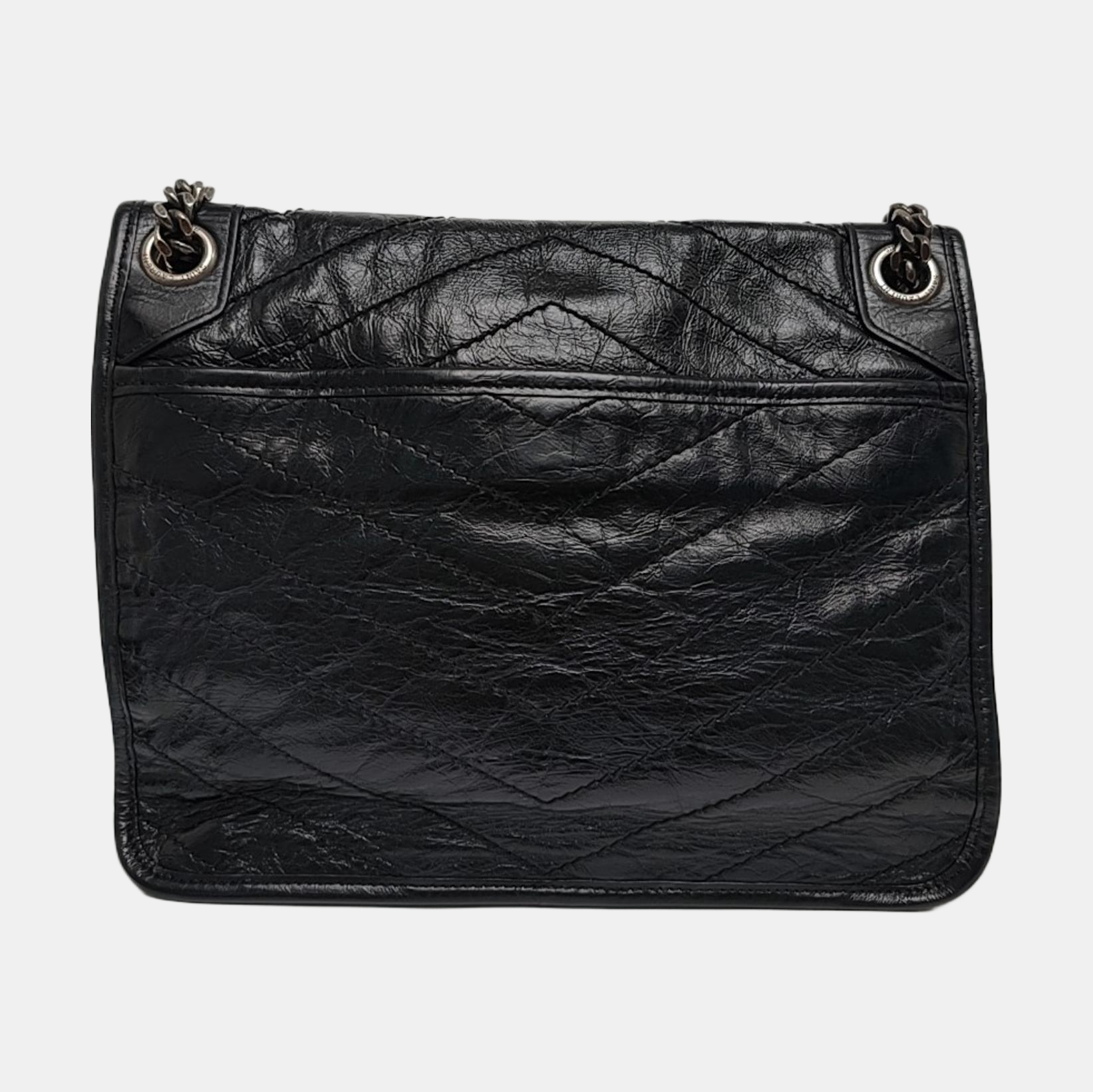 NIKI Medium Chevron Calfskin Black
