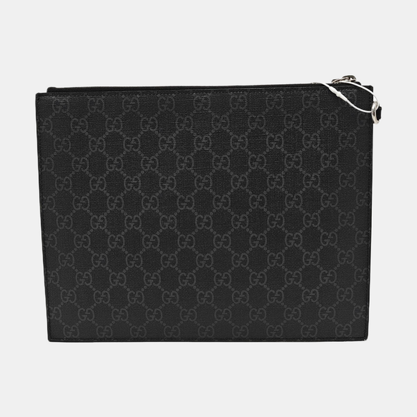 Coated Canvas Clutch Black