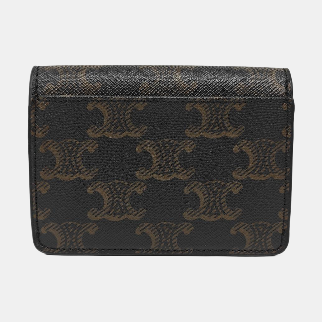 TRIOMPHE Mini Coated Canvas Brown Card Holder