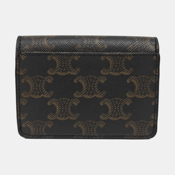 TRIOMPHE Mini Coated Canvas Brown Card Holder