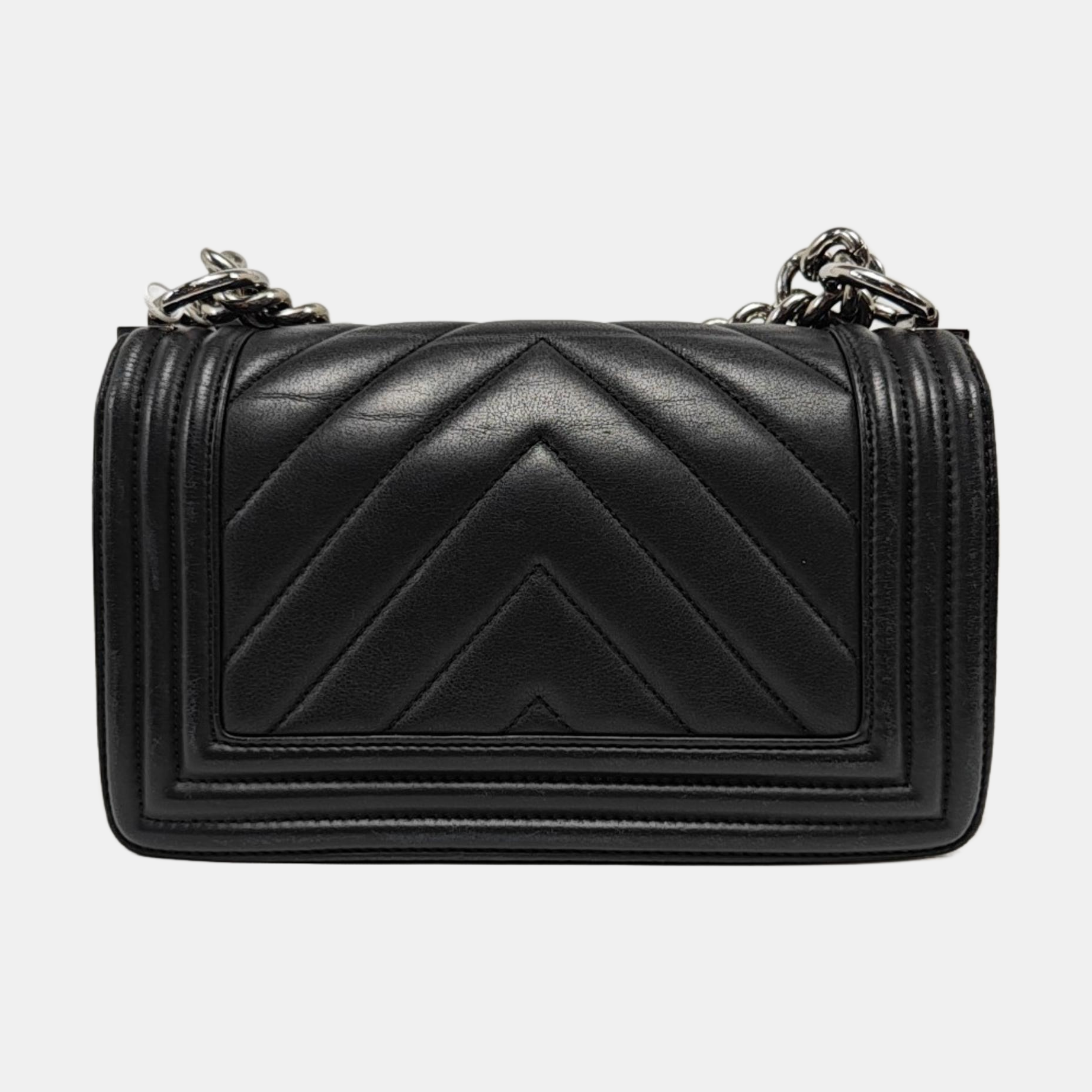 BOY CHANEL Small Chevron, Quilted Calfskin Black