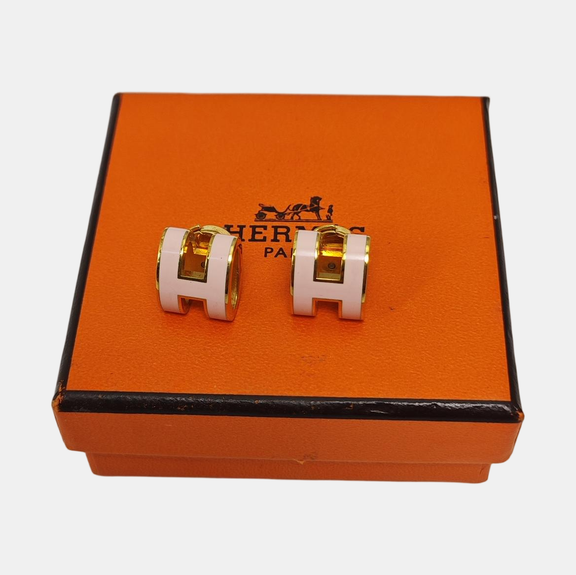 Pop H Metal Red Stud Earrings