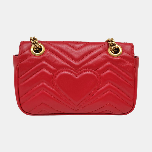 Authenticated pre-owned  GG Marmont Small Quilted Calfskin Red - Crossbody Bag at Looply