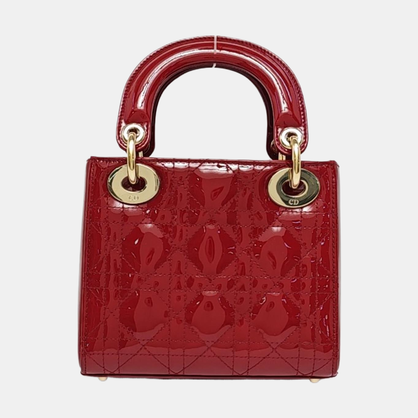 Lady Dior Mini Cannage Patent Calfskin Red