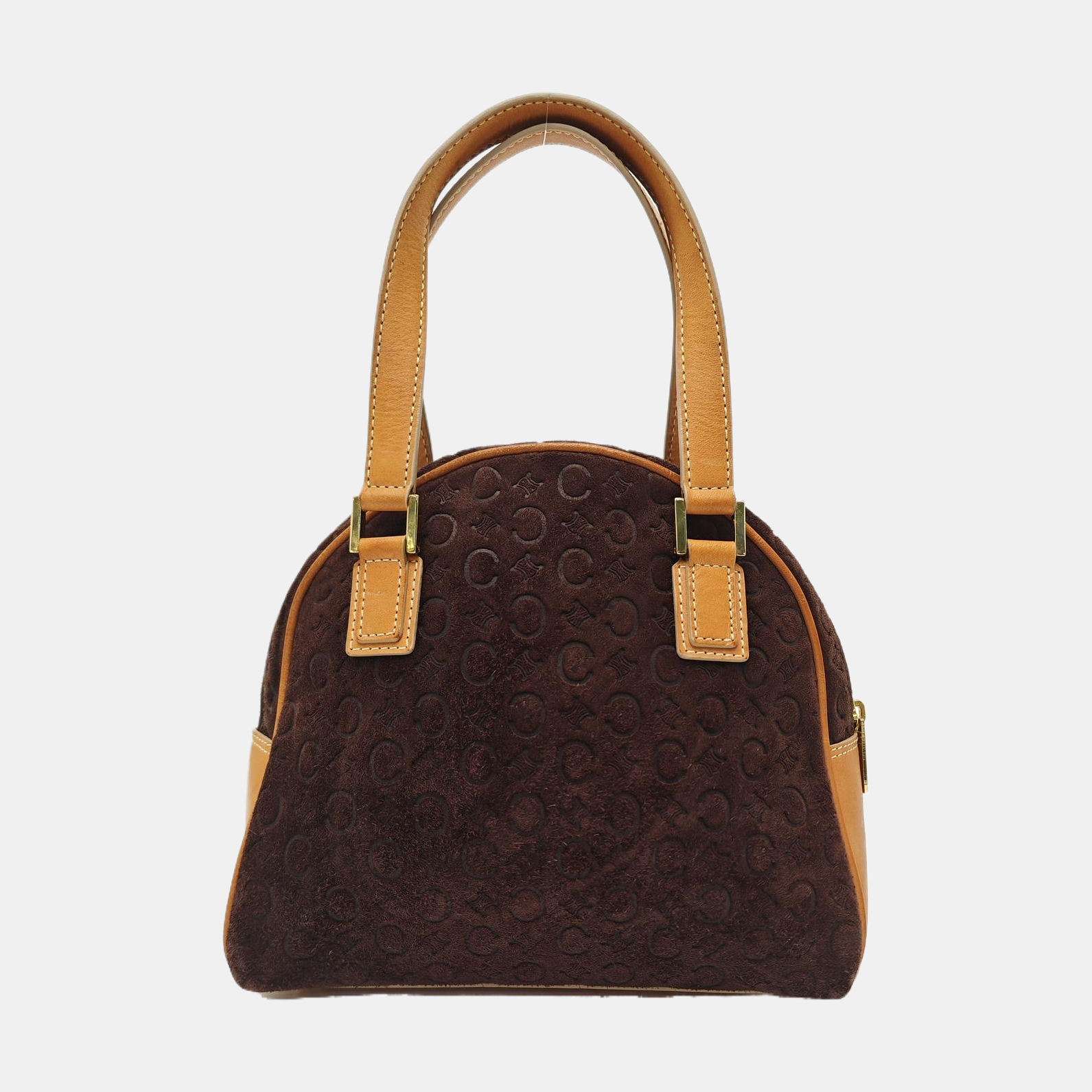 Suede Top Handle Bag Brown