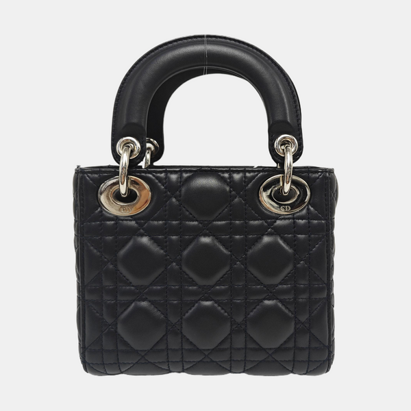 Authenticated pre-owned  Lady Dior Mini Quilted Lambskin Black - Tote Bag at Looply
