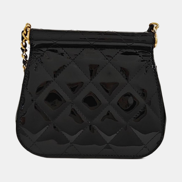 Quilted Patent Leather Crossbody Bag Black