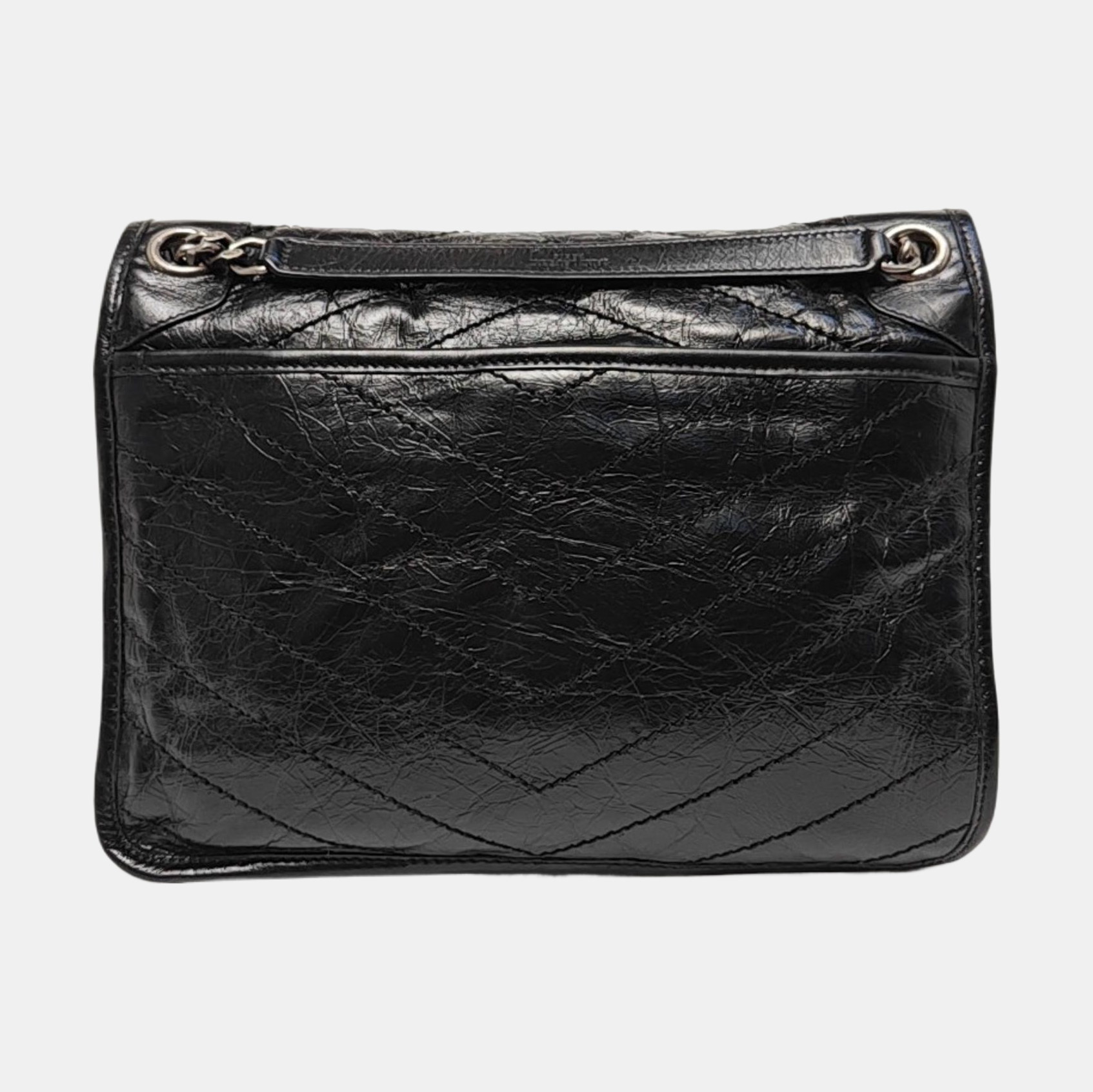 NIKI Medium Chevron Calfskin Black