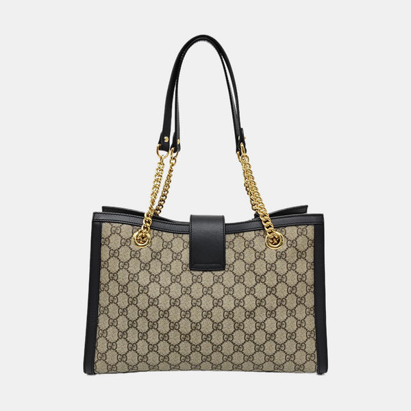 Padlock Medium Monogram Coated Canvas Beige