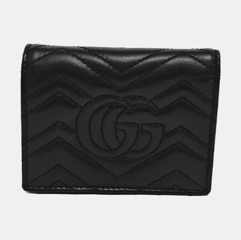 GG Marmont Mini Quilted Calfskin Black Card Holder