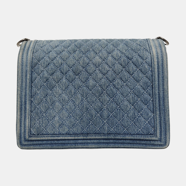 BOY CHANEL Maxi Quilted Denim Blue