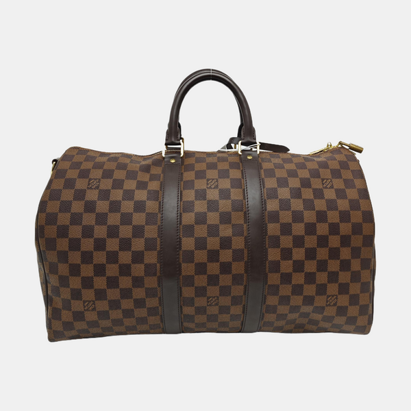KEEPALL 45 Damier Ebene Coated Canvas Brown