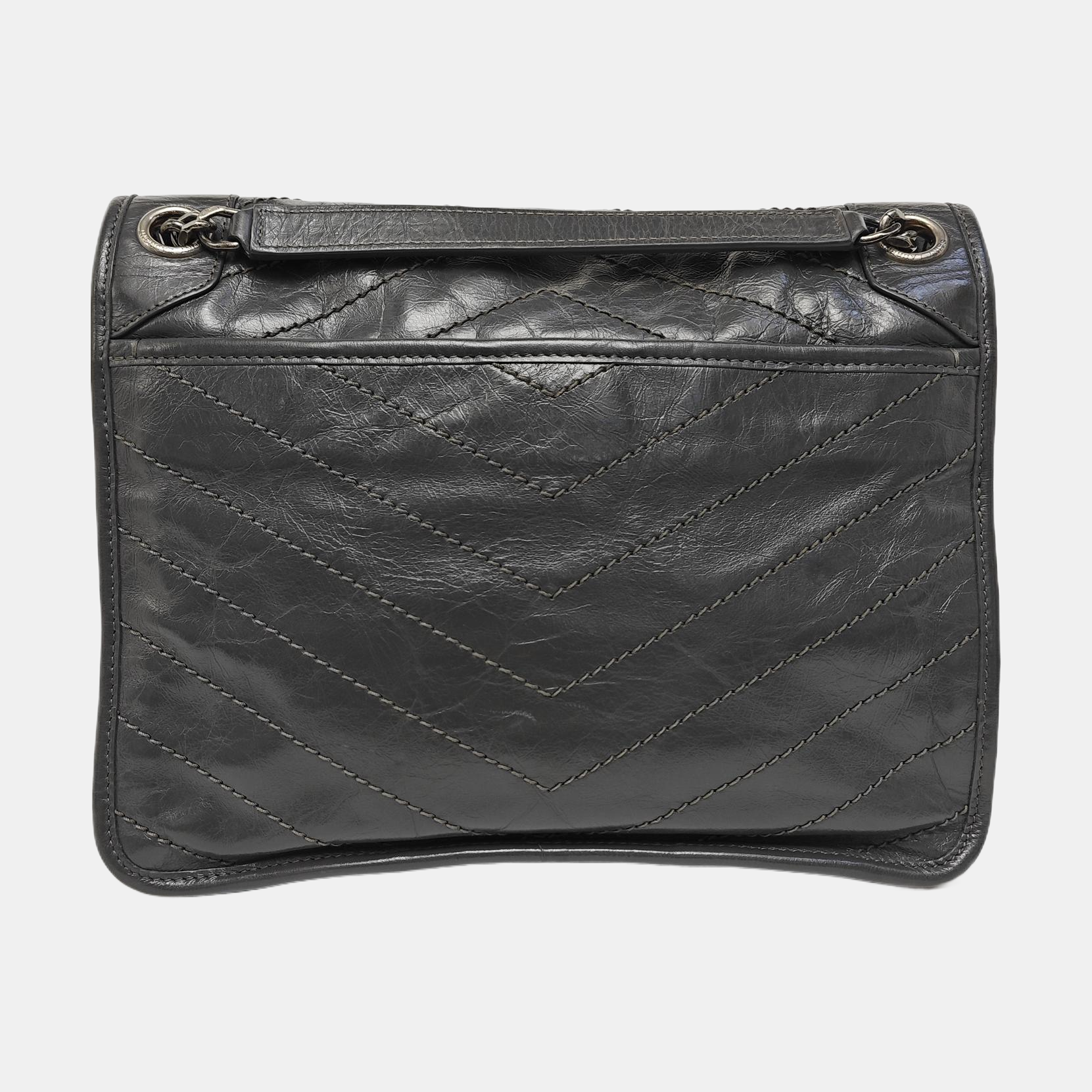 NIKI Medium Chevron Calfskin Gray