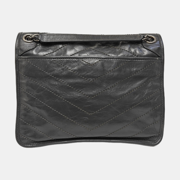 NIKI Medium Chevron Calfskin Gray