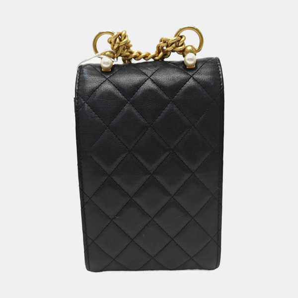Quilted Calfskin Shoulder Bag Black