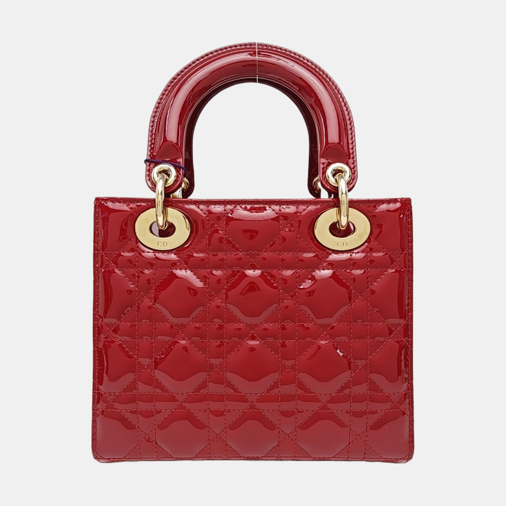 Lady Dior Small Cannage Patent Leather Red