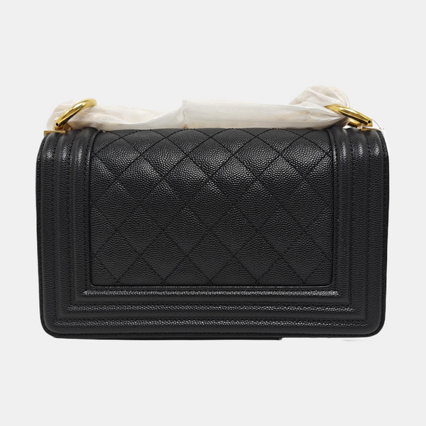 BOY CHANEL Small Quilted Grained Calfskin Black
