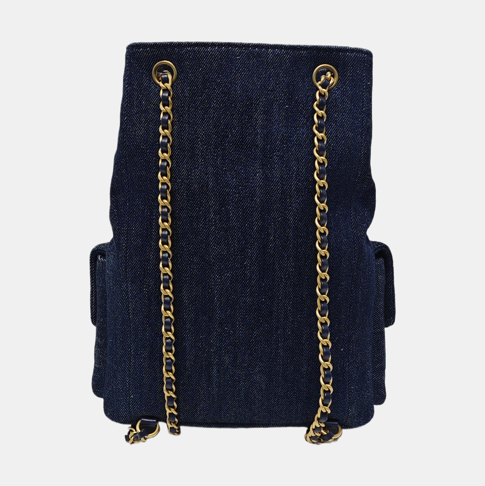 Quilted Denim Backpack Blue