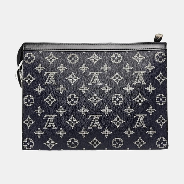 Pochette Voyag MM Monogram Coated Canvas Blue