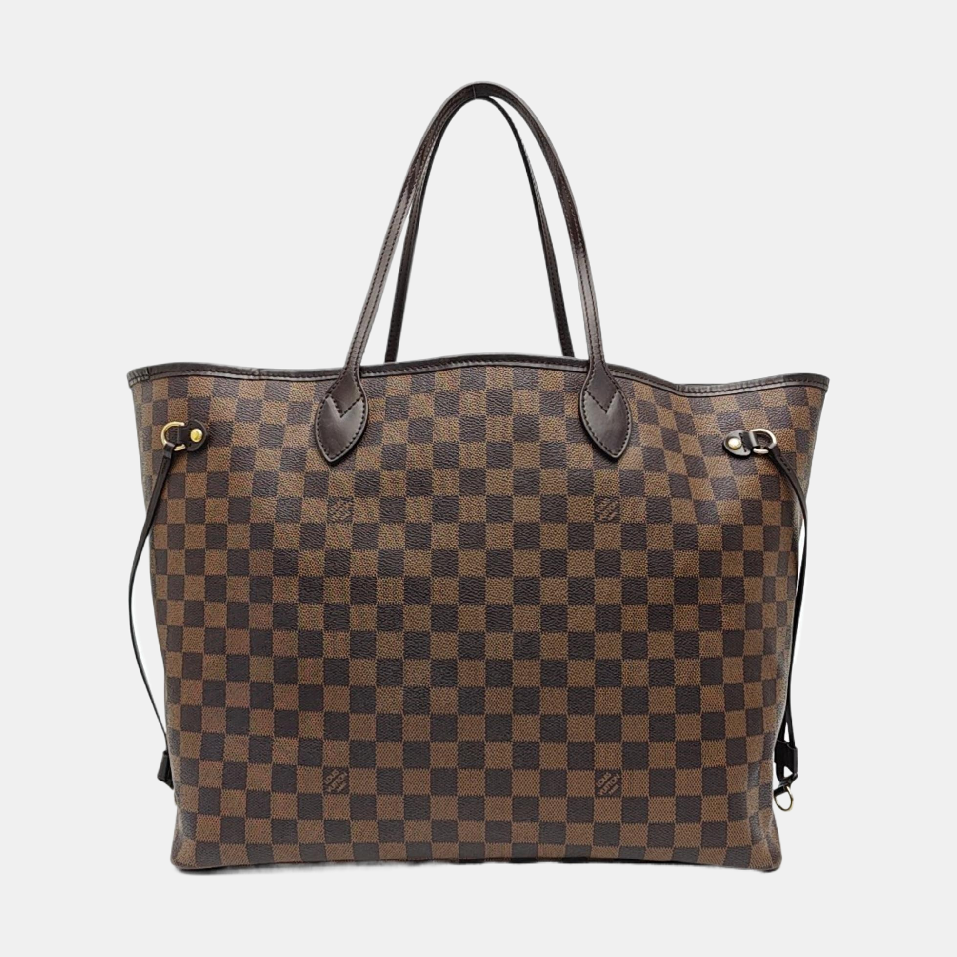NEVERFULL GM Damier Ebene Coated Canvas Brown