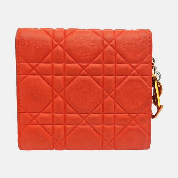 Lady Dior Cannage Calfskin Orange Wallet