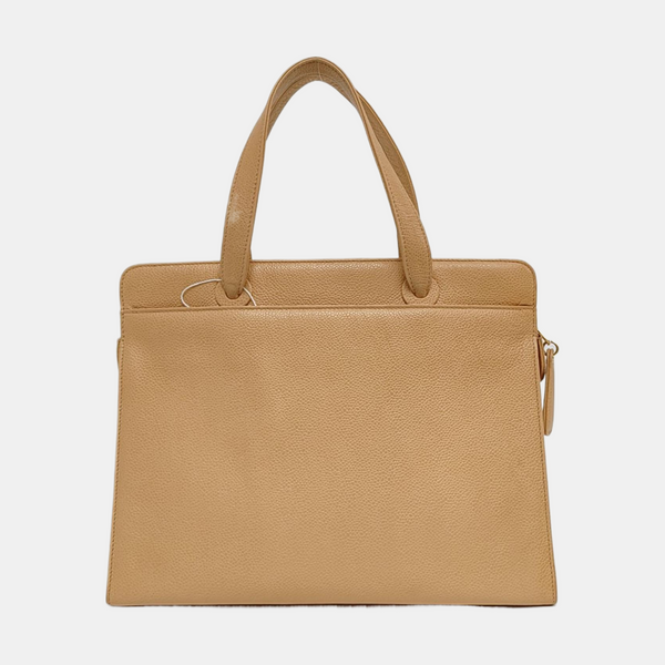 LOGO EMBROIDERED Grained Calfskin Beige