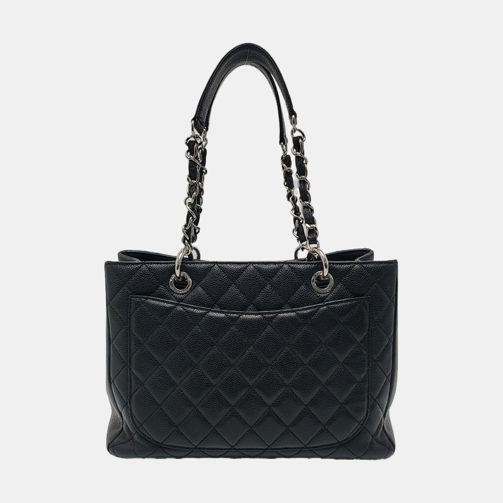 CHANEL GST Large Quilted Grained Calfskin Black