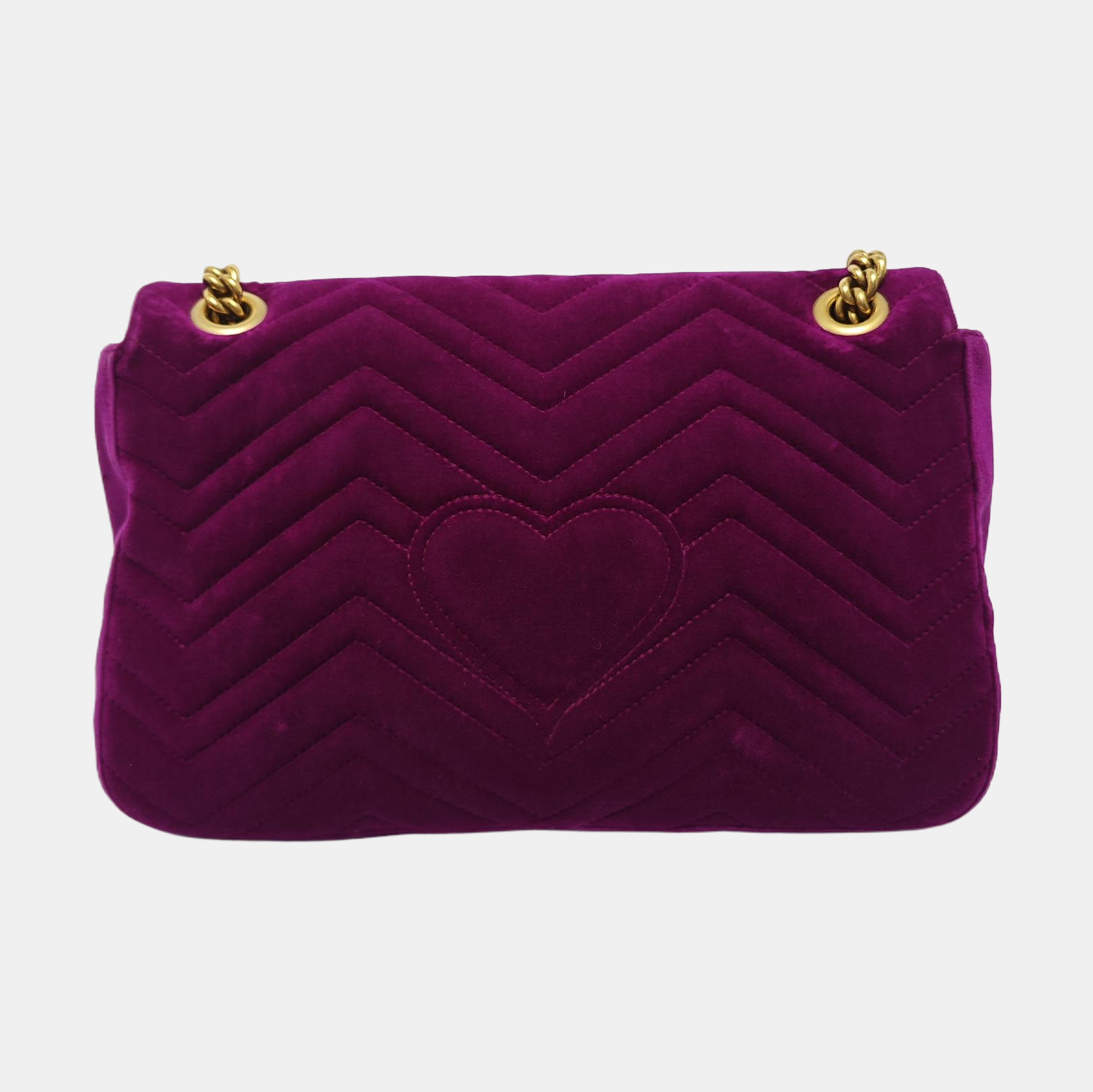 Authenticated pre-owned  GG Marmont Large Quilted Velvet Purple - Shoulder Bag at Looply