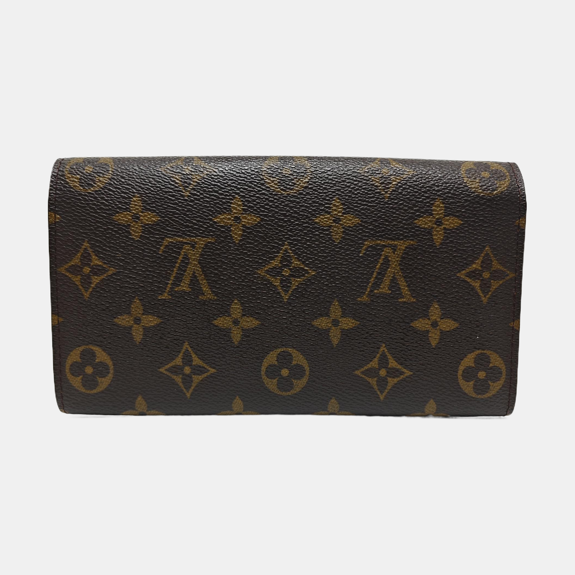 PORTE MONNAIE Monogram Coated Canvas Brown Wallet