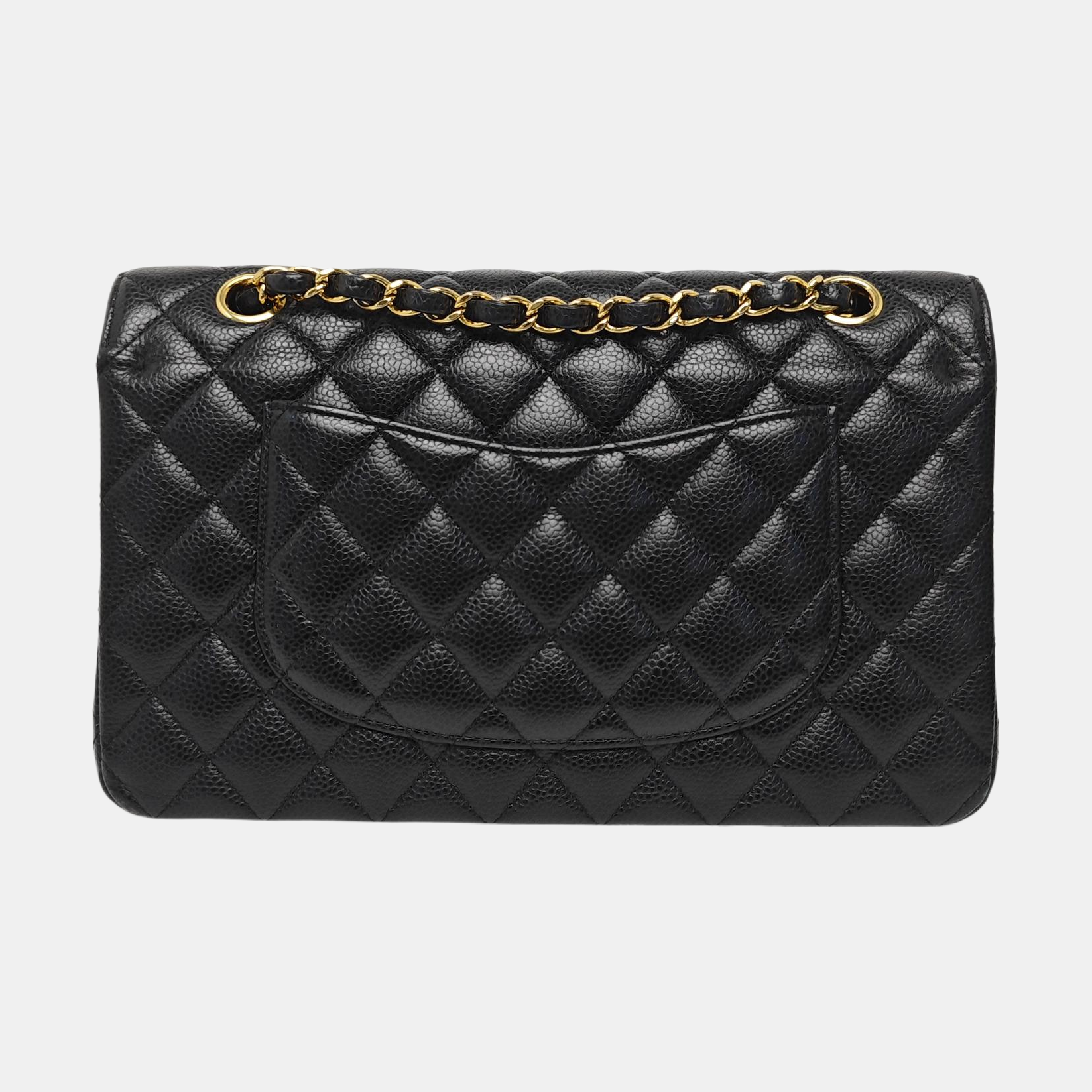 CLASSIC FLAP Medium Quilted Grained Calfskin Black