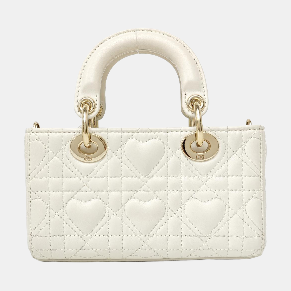 Lady D-Joy Super Mini Cannage Lambskin White