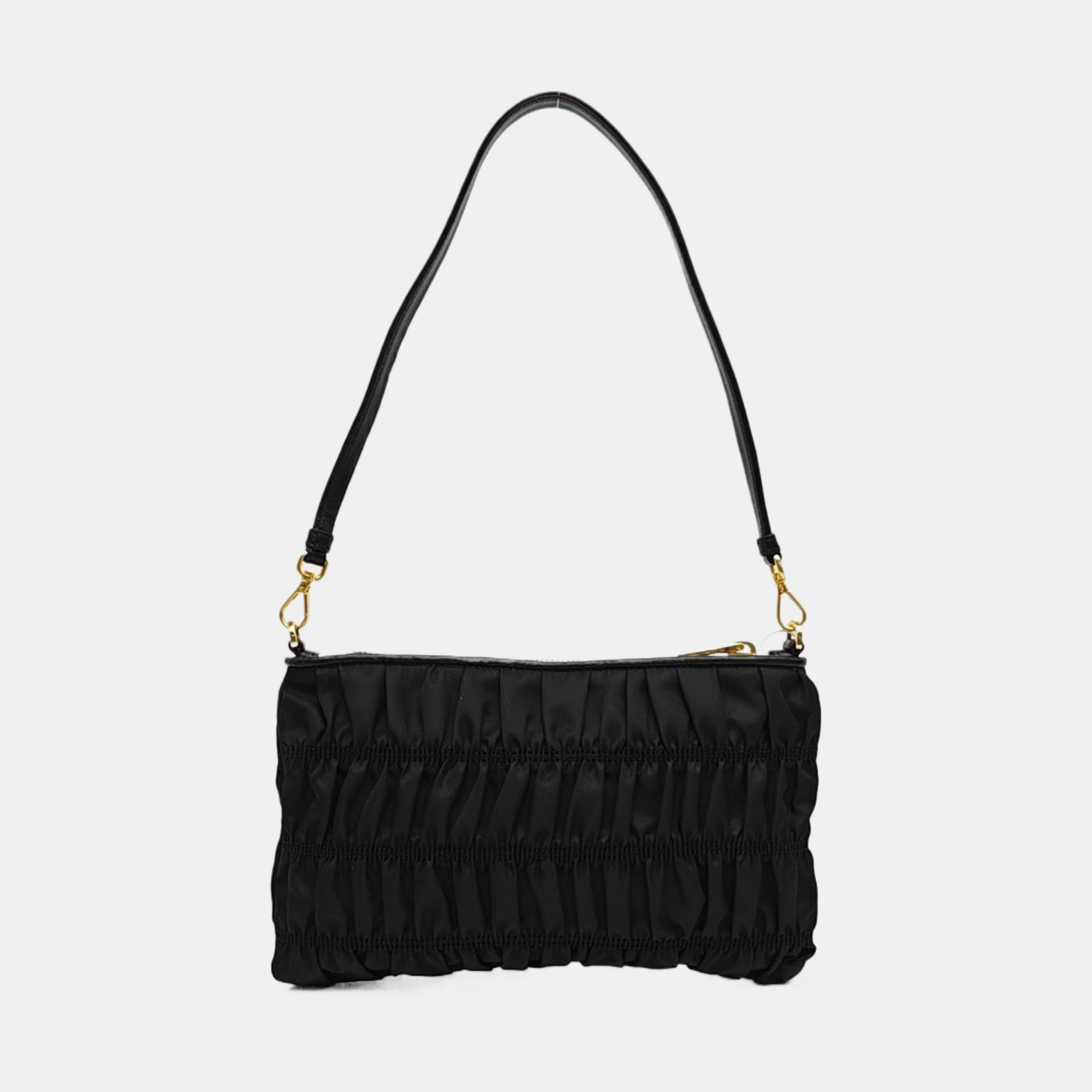 Quilted Nylon Top Handle Bag Black