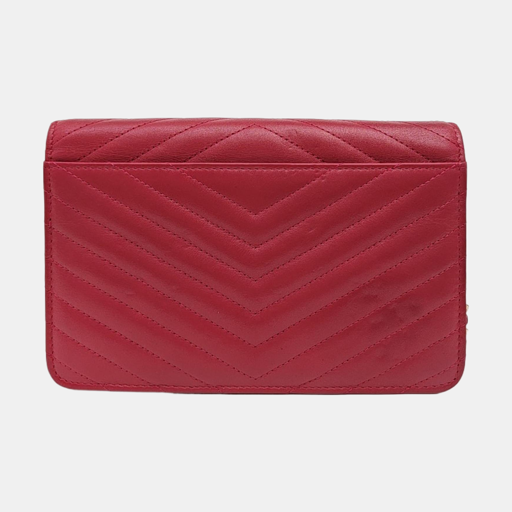 Chevron Calfskin Crossbody Bag Red