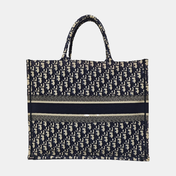 Book Tote Large Oblique Canvas Blue
