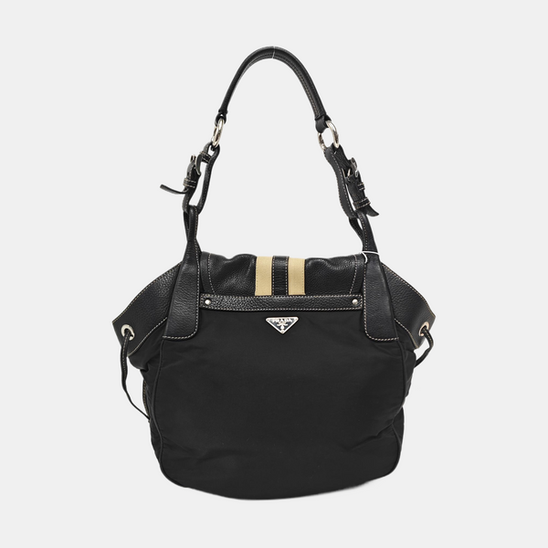 Nylon Top Handle Bag Black