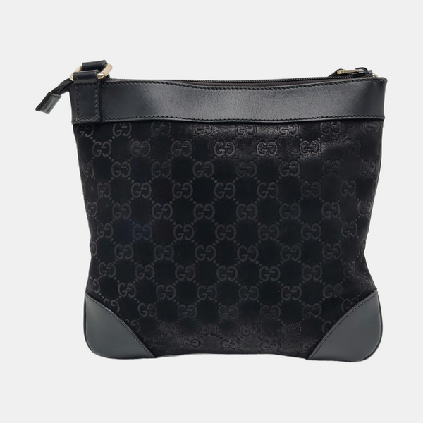 Monogram Suede Shoulder Bag Black