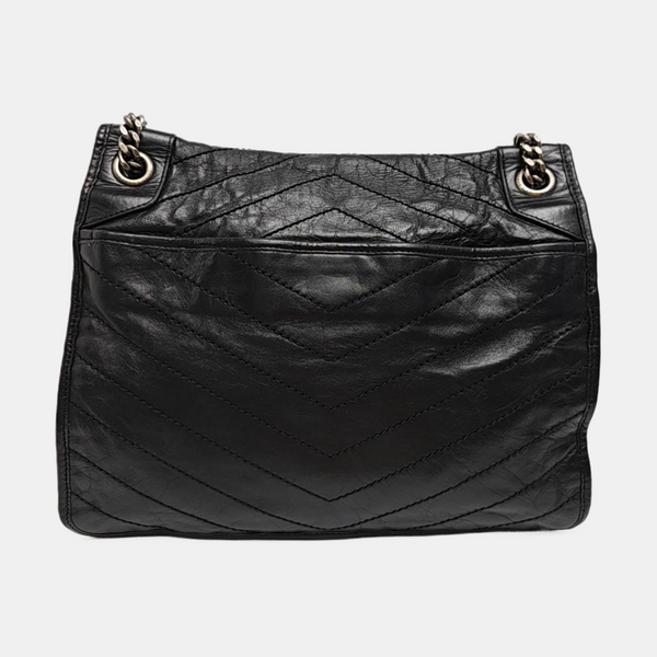 NIKI Large Chevron Calfskin Black